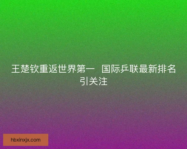 王楚钦重返世界第一  国际乒联最新排名引关注