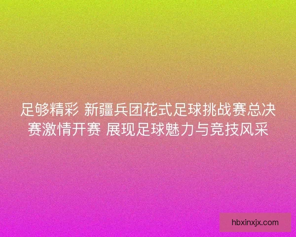 足够精彩 新疆兵团花式足球挑战赛总决赛激情开赛 展现足球魅力与竞技风采 足够精彩 新疆兵团花式足球挑战赛总决赛激情开赛 展现足球魅力与竞技风采